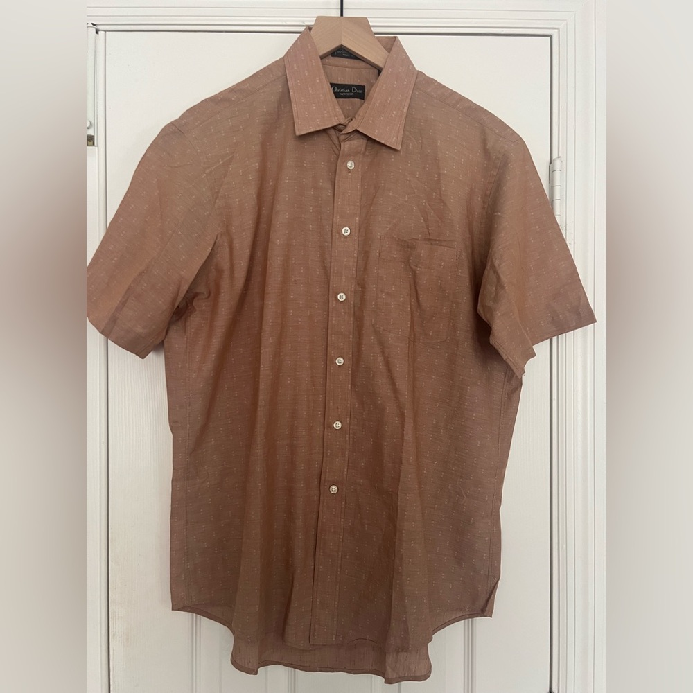 Vintage Christian Dior Monsieur Men's Shirt in Warm Brown